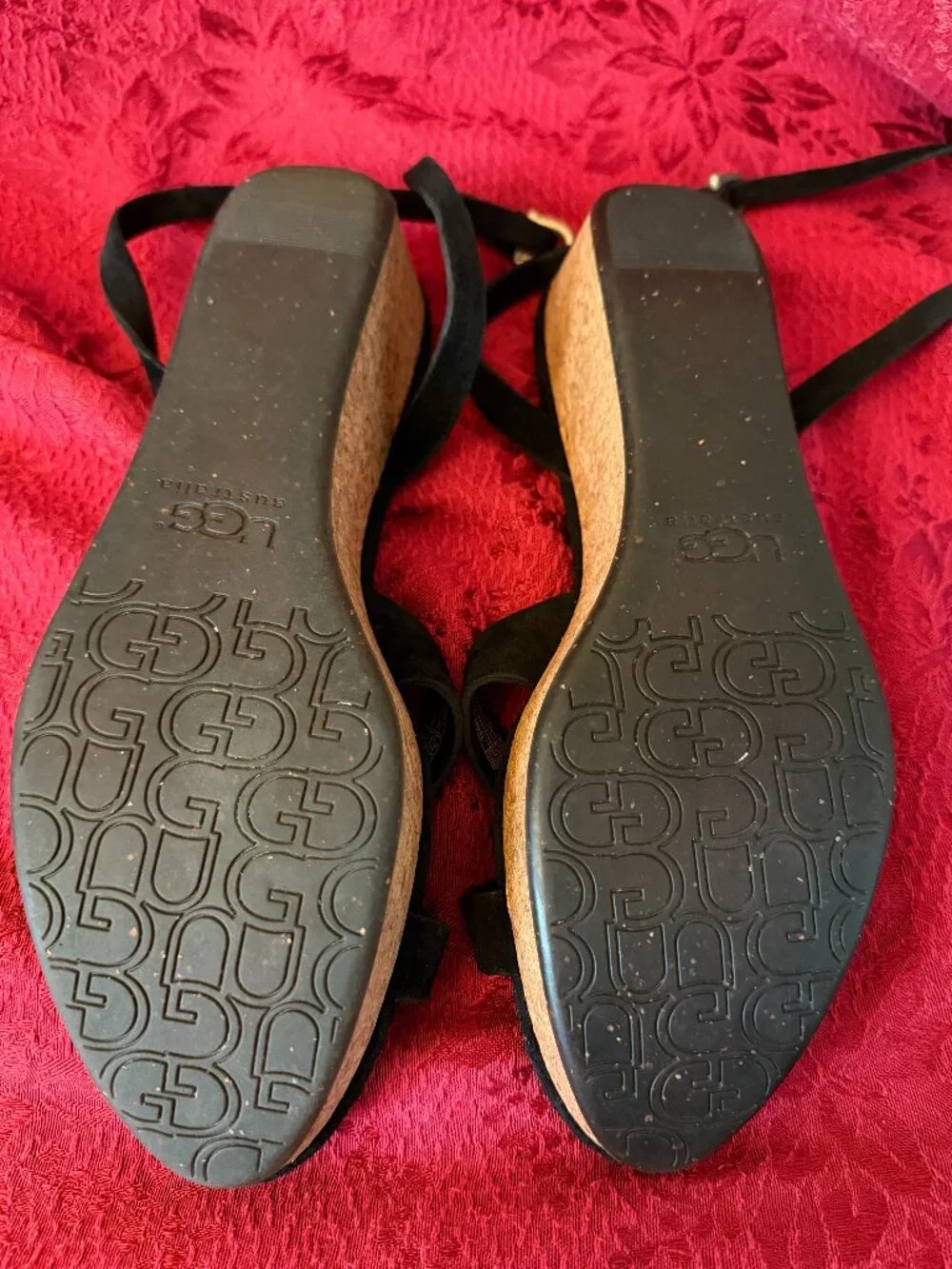 Ugg Uma Platform Black Suede Wedge Sandal Sz 10